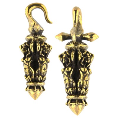 Antique Brass Ear Weights - h55mm gr.37 each (price for pair) Gioielli da lobo