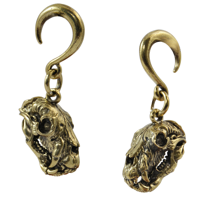 Brass Ear Weight Bear Skull Pendant (Price for Pair) Orecchio