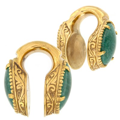 Brass Weigths with Aventurine Cabochon (price for pair) Orecchio
