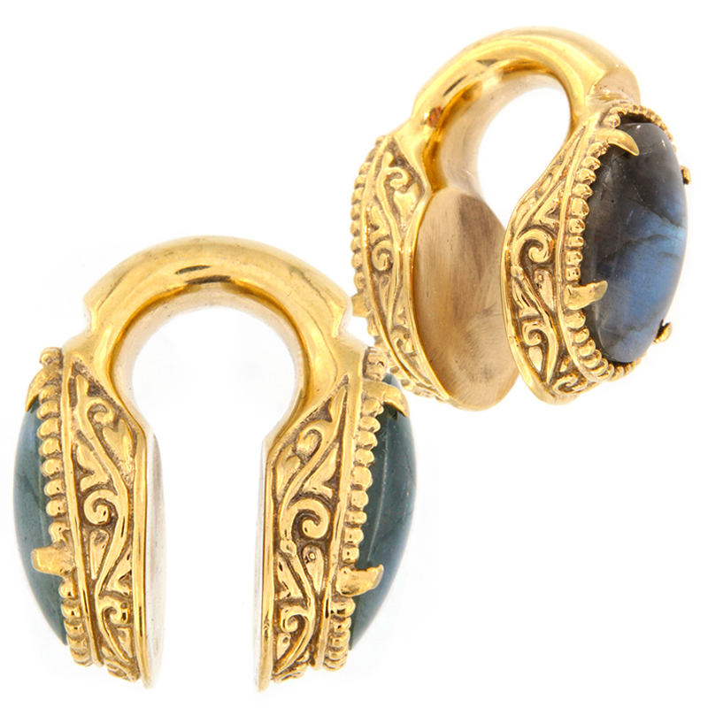Brass Weigths with Labradorite Cabochon (price for pair) Orecchio