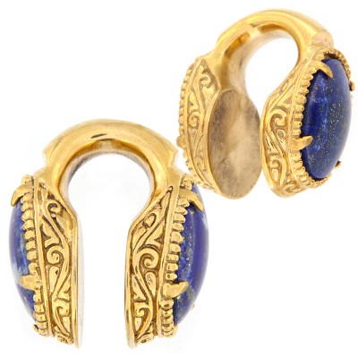 Brass Weigths with Lapis Lazuli Cabochon (price for pair) Orecchio