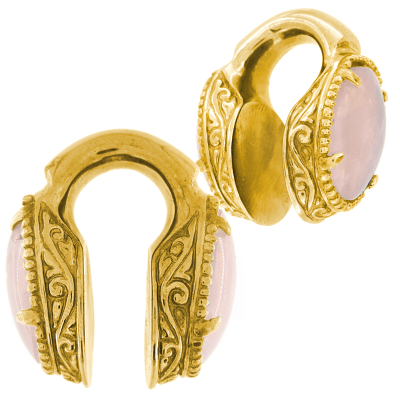 Brass Weigths with Rose Quartz Cabochon (price for pair) Orecchio