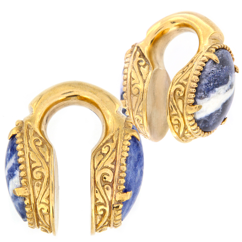 Brass Weigths with Sodalite Cabochon (price for pair) Orecchio