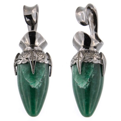 Black Brass Ear Weights with Aventurine Drop Stone (price for pair) Orecchio