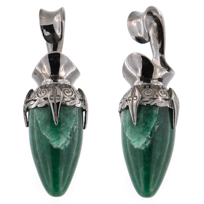 Black Brass Ear Weights with Aventurine Drop Stone (price for pair) Orecchio