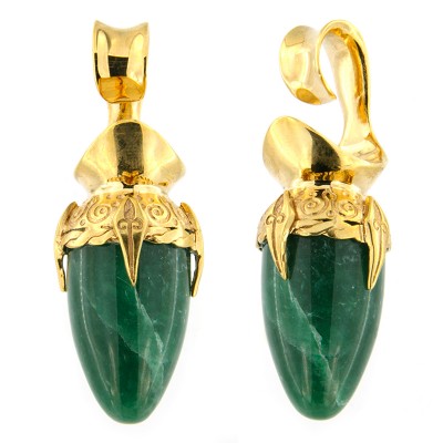 Brass Ear Weights with Aventurine Drop Stone (price for pair) Orecchio