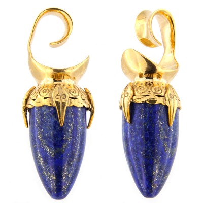 Brass Ear Weights with Lapis Lazuli Drop Stone (price for pair) Orecchio