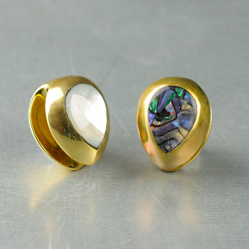 Brass Ear Weights with Tear Mother of Pearl (price for pair) Orecchio