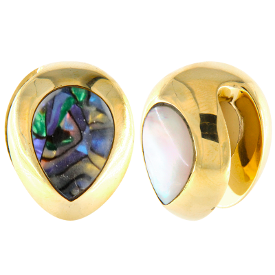 Brass Ear Weights with Tear Mother of Pearl (price for pair) Orecchio