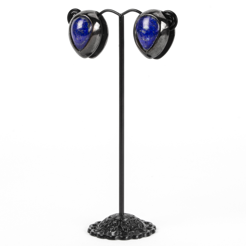 Black Brass Ear Weights with Lapis Lazuli Tear Drop (price for pair) Orecchio