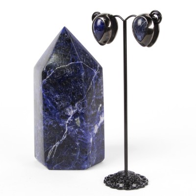 Black Brass Ear Weights with White Onyx Tear Drop (price for pair) Orecchio