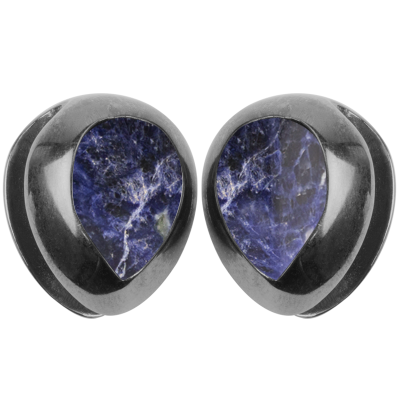 Black Brass Ear Weights with White Onyx Tear Drop (price for pair) Orecchio