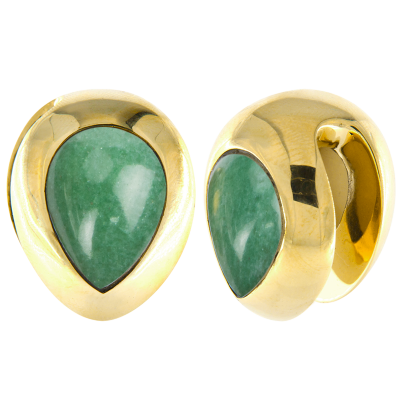 Brass Ear Weights with Aventurine Tear Drop (price for pair) Orecchio