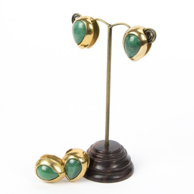 Brass Ear Weights with Aventurine Tear Drop (price for pair) Orecchio