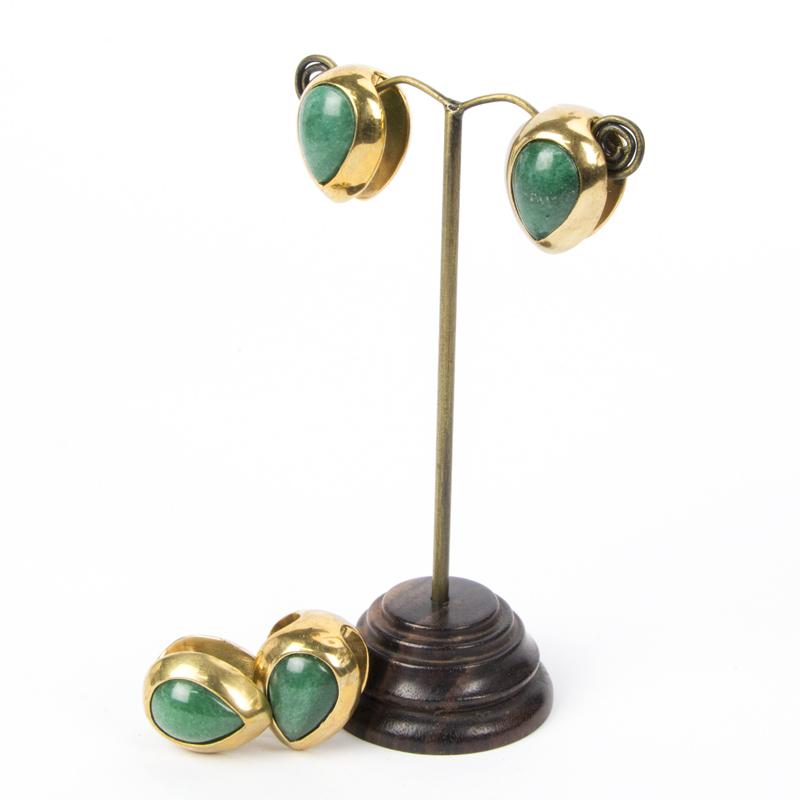 Brass Ear Weights with Aventurine Tear Drop (price for pair) Orecchio