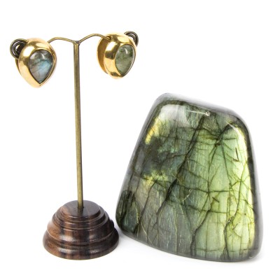 Brass Ear Weights with Labradorite Tear Drop (price for pair) Orecchio