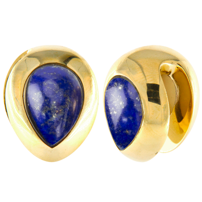 Brass Ear Weights with Lapis Lazuli Tear Drop (price for pair) Orecchio