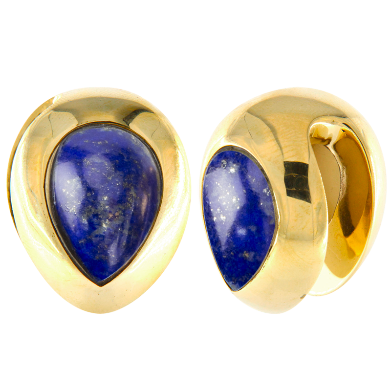Brass Ear Weights with Lapis Lazuli Tear Drop (price for pair) Orecchio