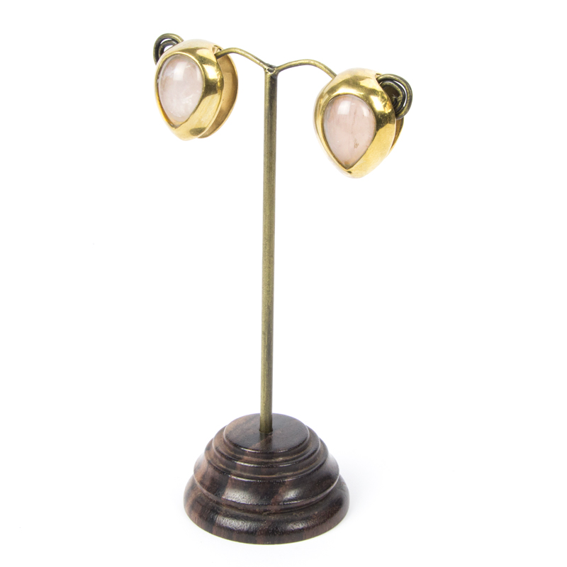 Brass Ear Weights with Rose Quartz Tear Drop (price for pair) Orecchio