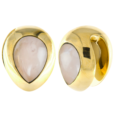 Brass Ear Weights with Rose Quartz Tear Drop (price for pair) Orecchio