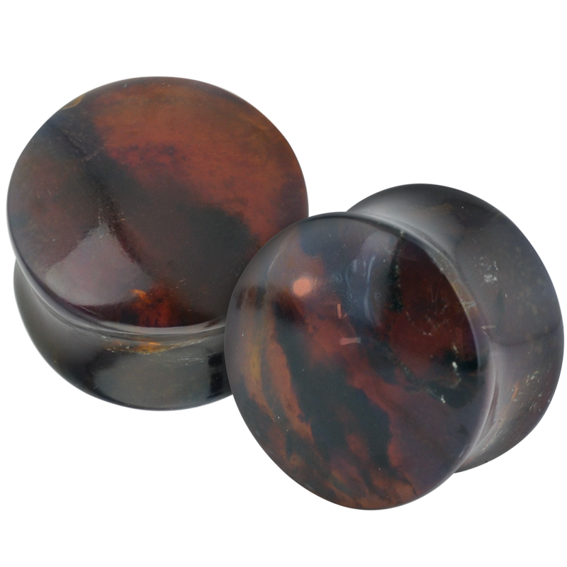 Sumatra Blue Amber Convex Plug (Price for Pair) Orecchio