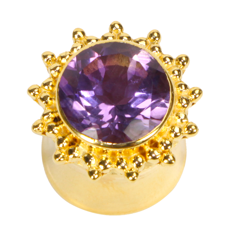Amethyst Vermeil Gold Tribal Ear Plug (price for pair) Orecchio