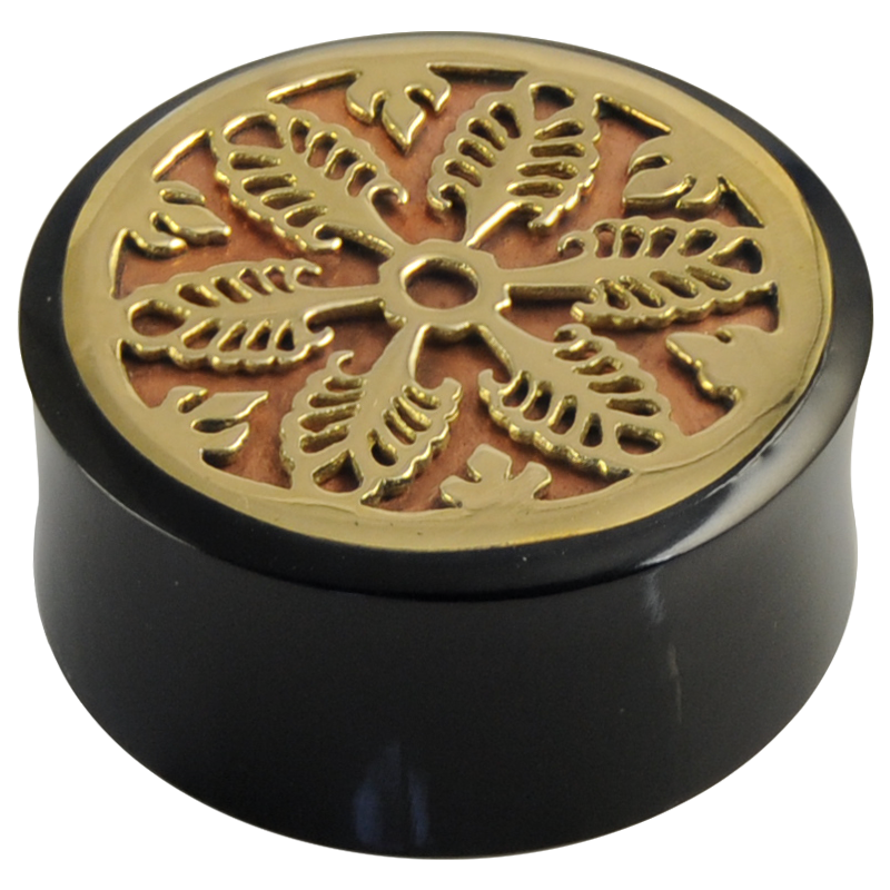 Buffalo Horn Plug with Brass on Copper Shield (price for pair) Orecchio