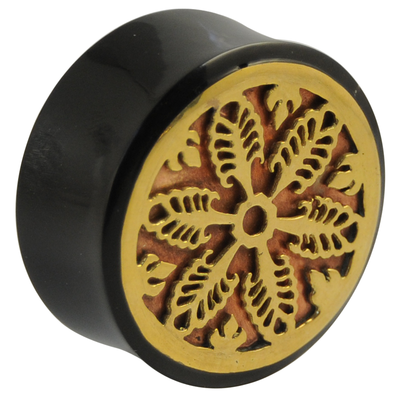 Buffalo Horn Plug with Brass on Copper Shield (price for pair) Orecchio