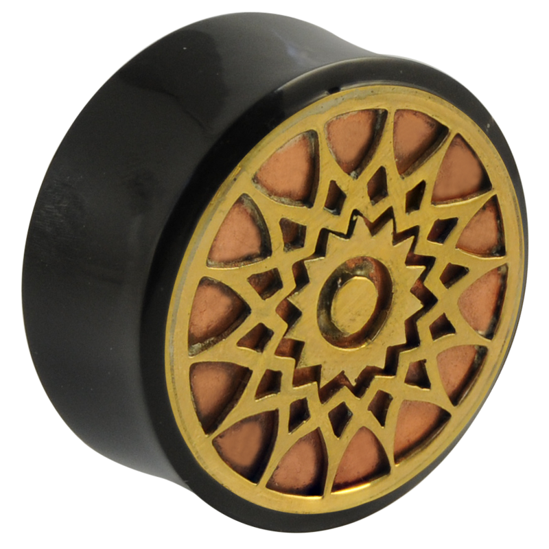 Buffalo Horn Plug with Brass on Copper Shield (price for pair) Orecchio