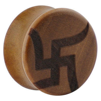 Wood Ear Plug Swastika Ear