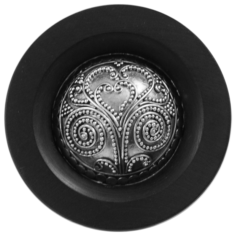 Ebony Plug with Silver Indian Ornament (Price for Pair) Orecchio