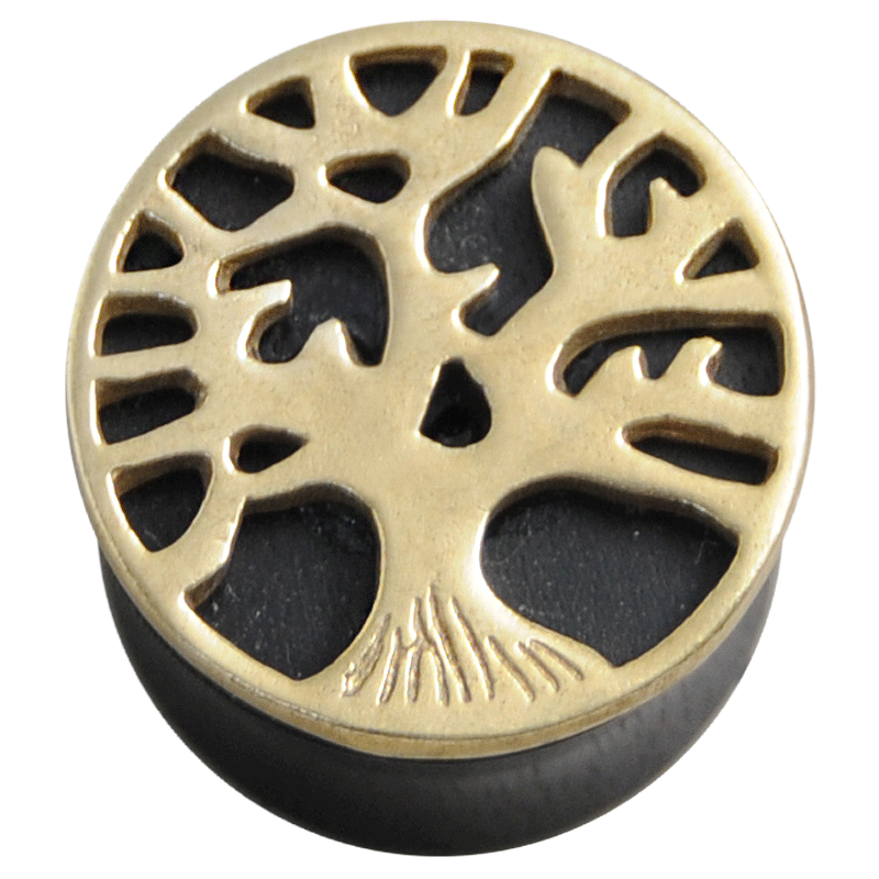 Wood Plug with Brass Element Orecchio