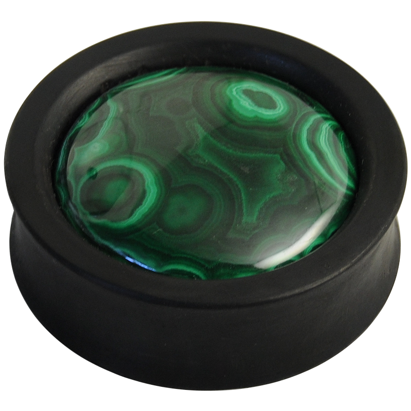 Ebony Plug with Malachite of Congo (Price for Pair) Orecchio