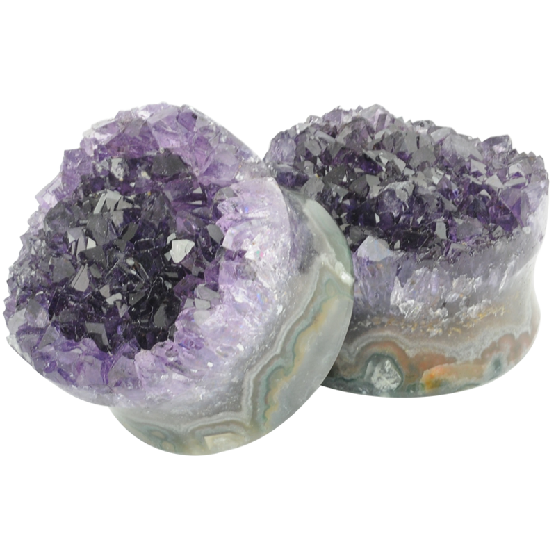 Uruguay Druzy Amethyst Ear Plug (price for pair) Orecchio