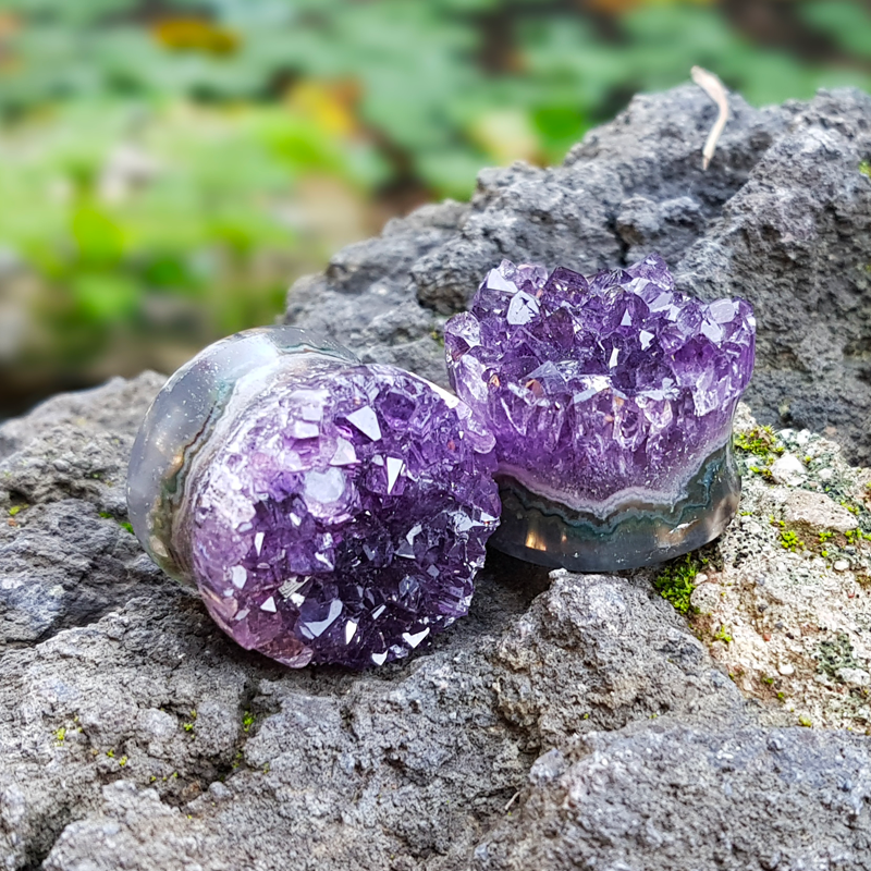 Uruguay Druzy Amethyst Ear Plug (price for pair) Orecchio