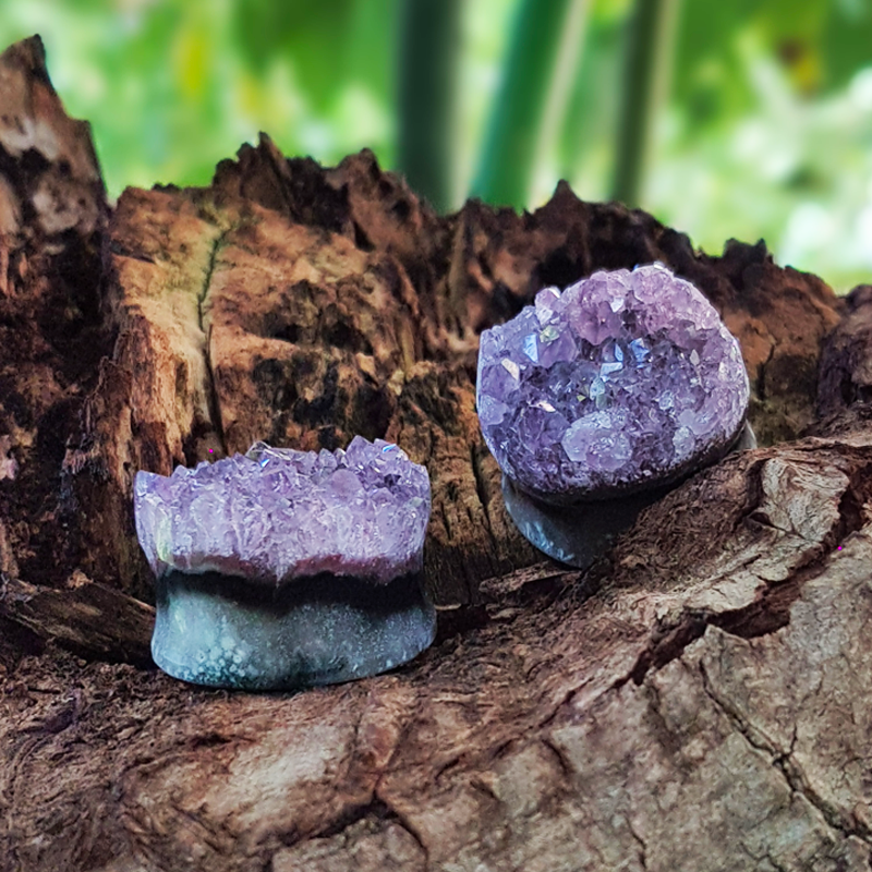 Uruguay Druzy Amethyst Ear Plug (price for pair) Orecchio