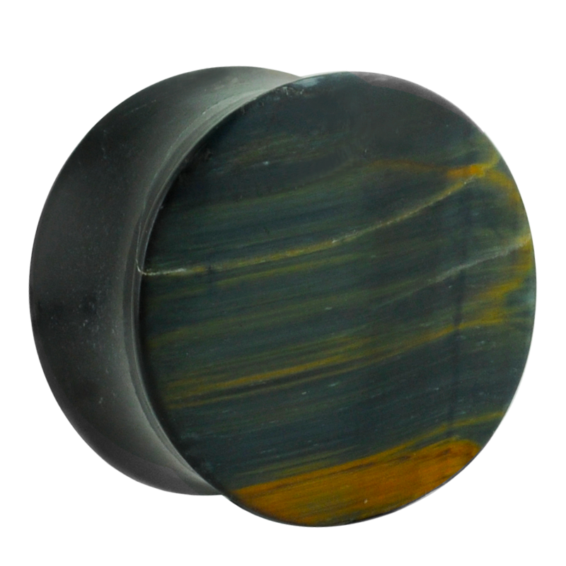 Blue Tiger Eye Convex Ear Plug Orecchio