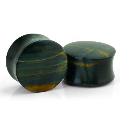 Blue Tiger Eye Convex Ear Plug Orecchio