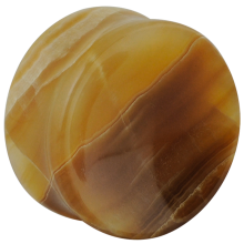 Brown Layered Onyx Concave Ear Plug