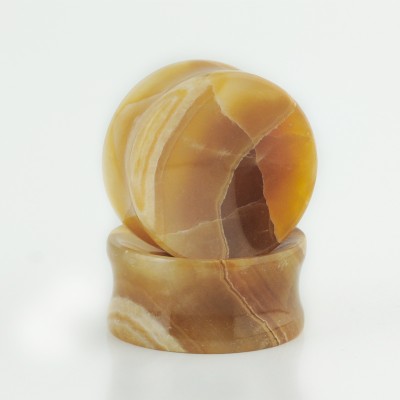 Brown Layered Onyx Concave Ear Plug Orecchio