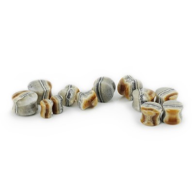 Bicolor Layered Onyx Convex Ear Plug Orecchio