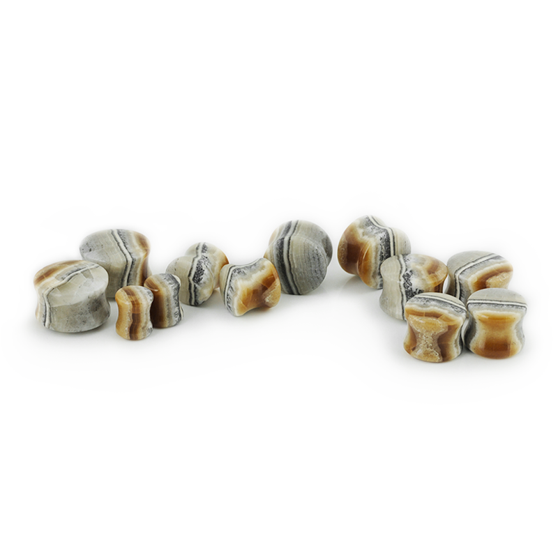 Bicolor Layered Onyx Convex Ear Plug Orecchio