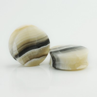 Black Layered Onyx Convex Ear Plug Orecchio