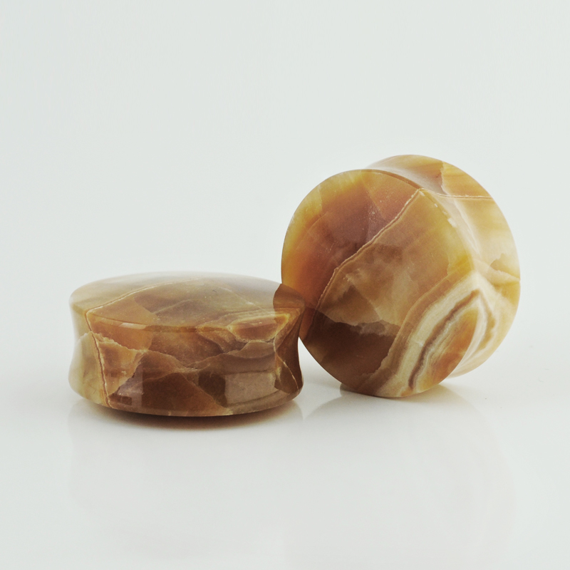 Brown Layered Onyx Convex Ear Plug Orecchio