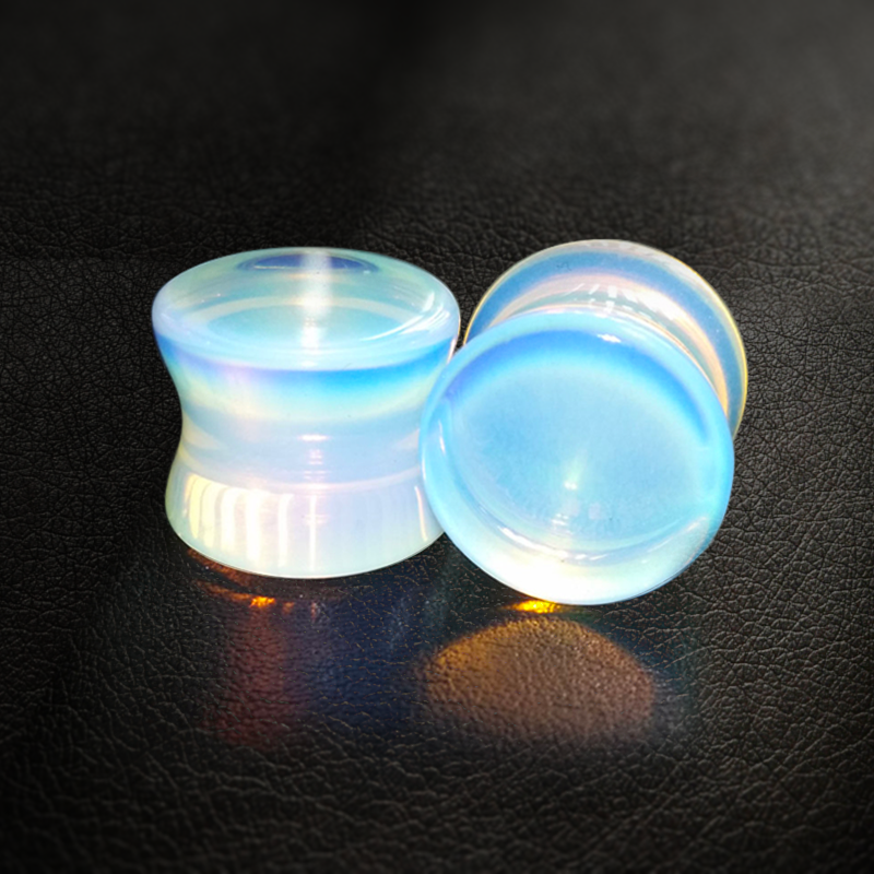 Natural Stone Double Concave Plug Opalite (Price for Pair) Orecchio