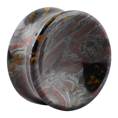 Natural Stone Double Concave Plug Brown Tiger Iron (Price for Pair) Orecchio