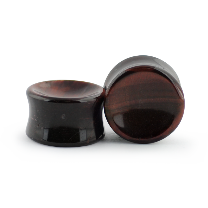 Natural Stone Double Concave Plug Brown Tiger Eye (Price for Pair) Orecchio