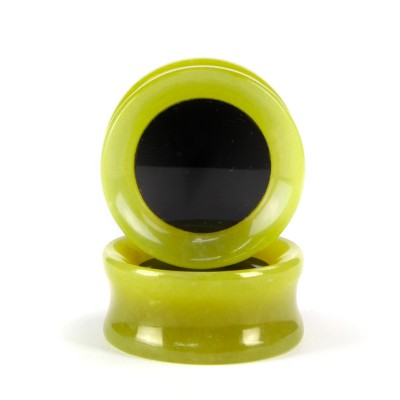 Green Quartz and Onyx Concave Ear Plug Orecchio