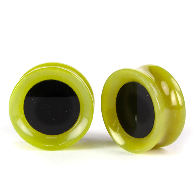 Green Quartz and Onyx Concave Ear Plug Orecchio