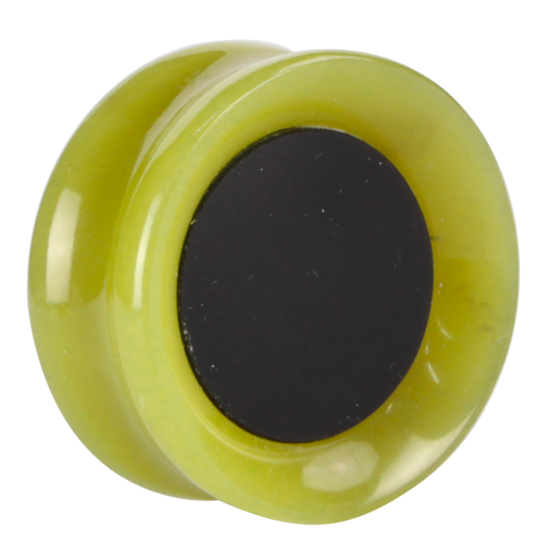 Green Quartz and Onyx Concave Ear Plug Orecchio